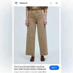 Madewell Curvy Emmett Wide-Leg Crop Pant in Tan